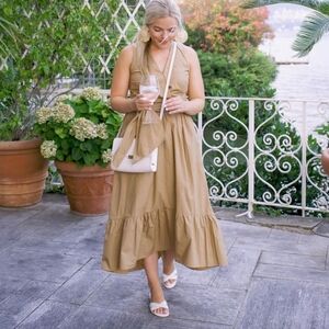 J.crew khaki midi belted dress size 12